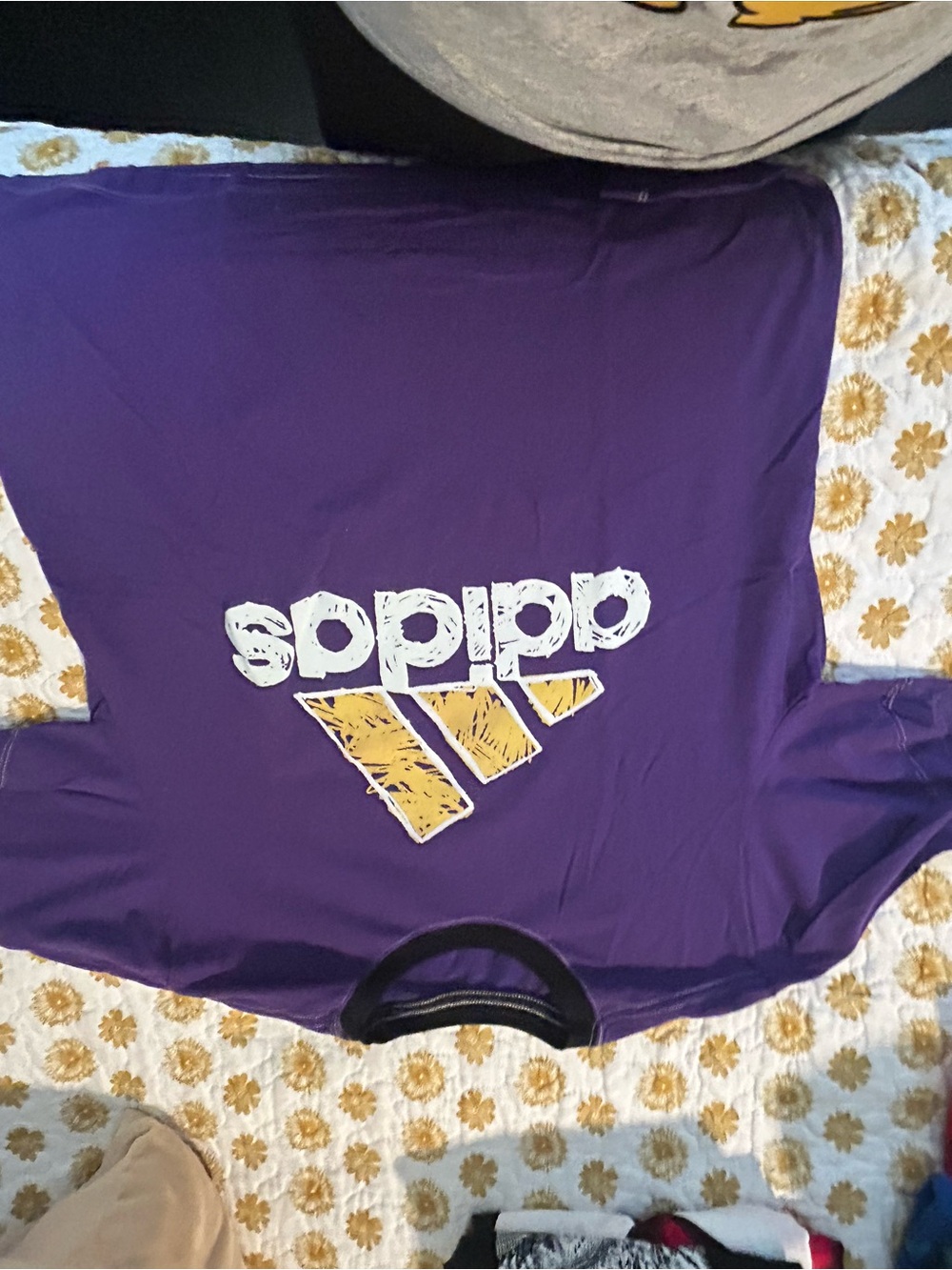 adidas Purple T-Shirt with Yellow & White Logo